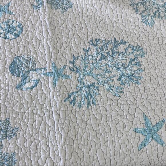 SIGRID OLSEN HOME Bedspread Quilt "85 x 81.5" Sea Life Quilted Blanket Cotton - Picture 10 of 12